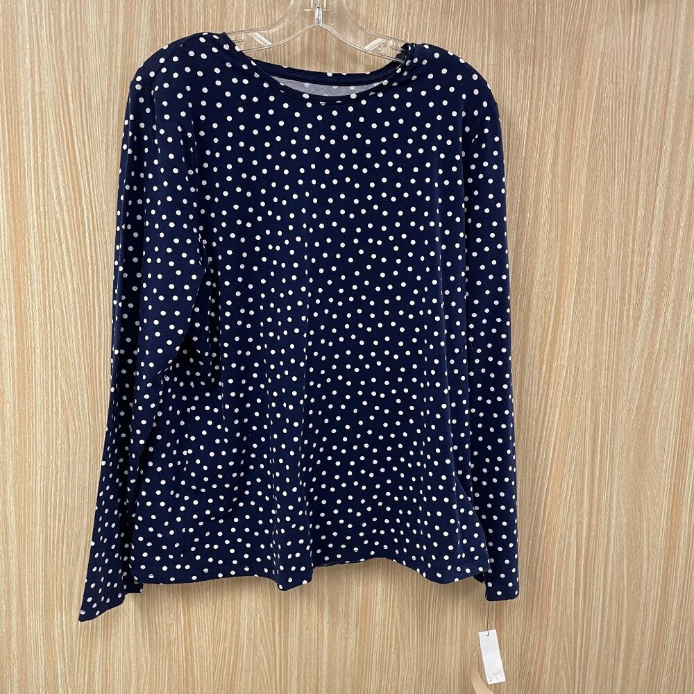 NWT Talbots Navy Polka Dot Tee Size XL